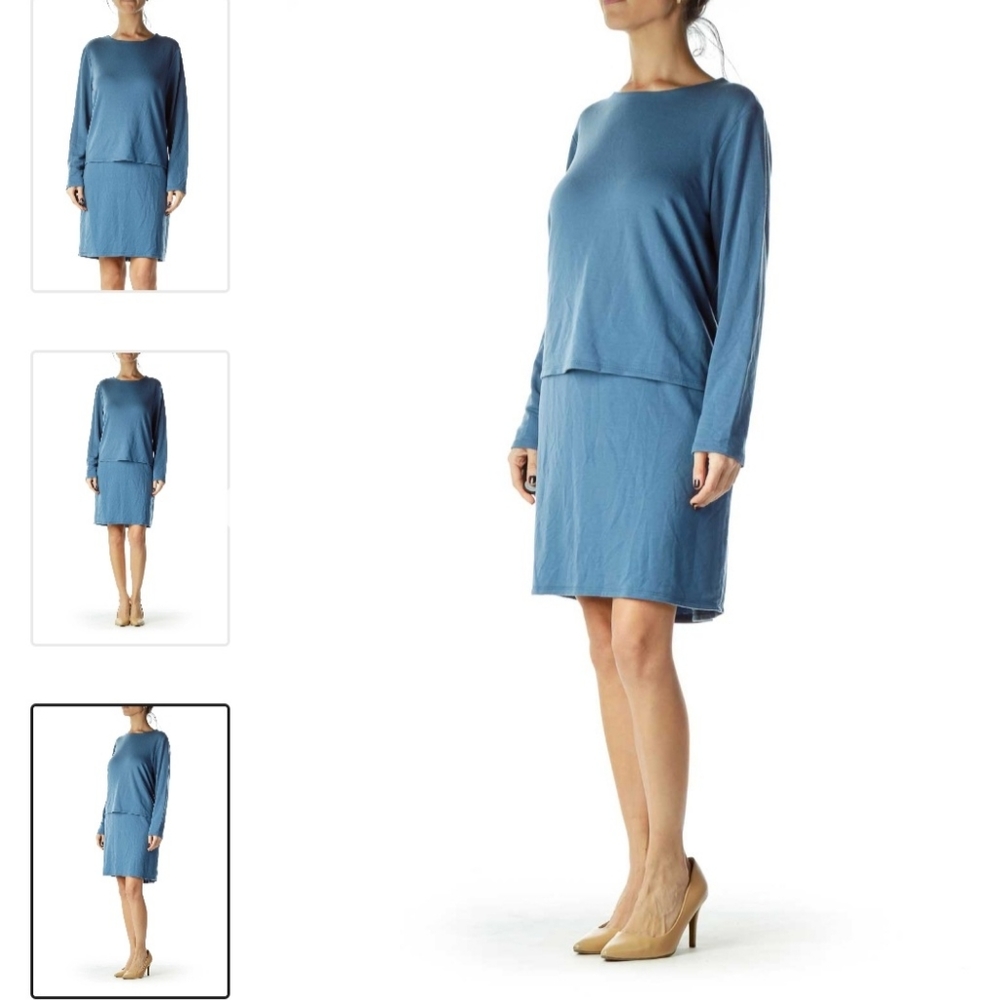 Pure Jill Luxe Tencel Blue Layered‎ Dress